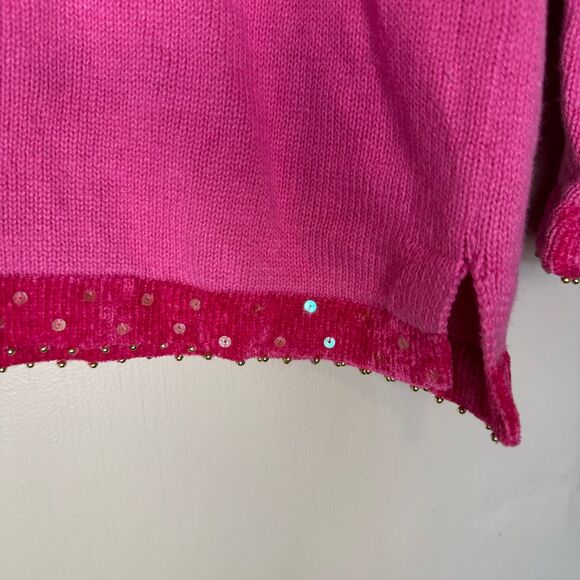 NEW QUACKER FACTORY woman's size medium M Christmas beaded bling snowman sweater - Picture 9 of 12